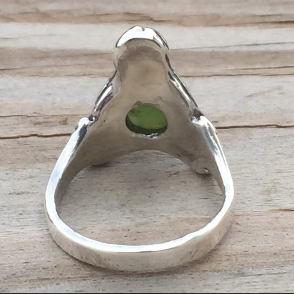 Goddess of Abundance Ring .925 Sterling Silver w/ genuine Jade gem Made in USA - Picture 5 of 8